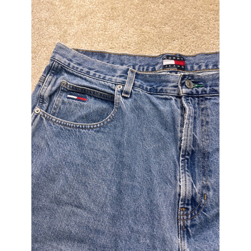 Tommy Hilfiger Mens Vintage Carpenter Denim Shorts Blue Medium Wash Size 36 - Picture 2 of 9